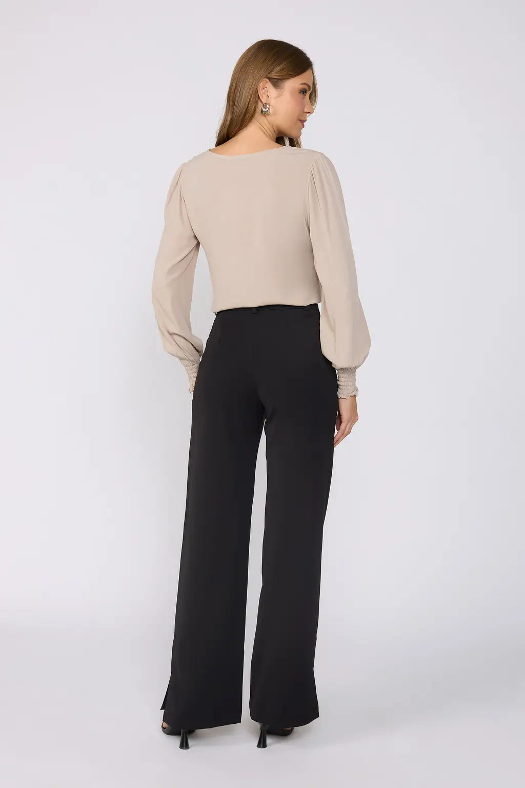 High-Waisted Straight-Leg Trousers in Obsidian Black